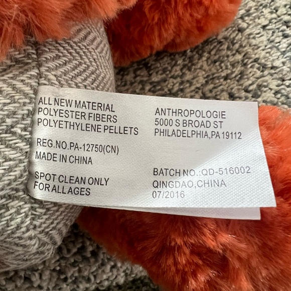 Anthropologie fox Orange and Cream Plush Toy - Picture 4 of 5
